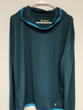 Cotopaxi Hooded Pullover Men’s Large Teal Lightweight Athletic Sweatshirt